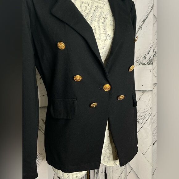 Veronica M Ponti Blazer Black Gold Buttons M - Picture 4 of 9